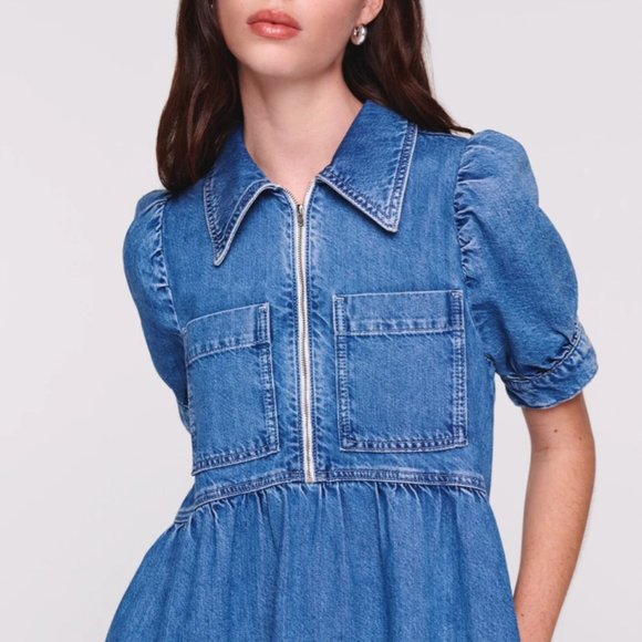 ALIGNE GABRIELLA SHORT SLEEVE DENIM MIDI DRESS - Picture 3 of 11